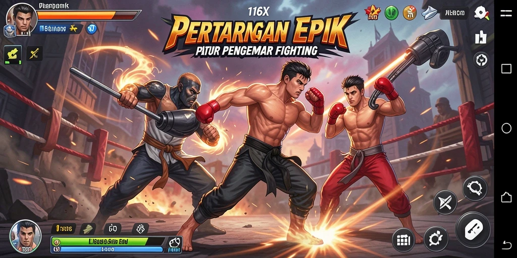 Tangkapan layar gameplay 116X menampilkan aksi pertarungan yang seru dan dinamis.