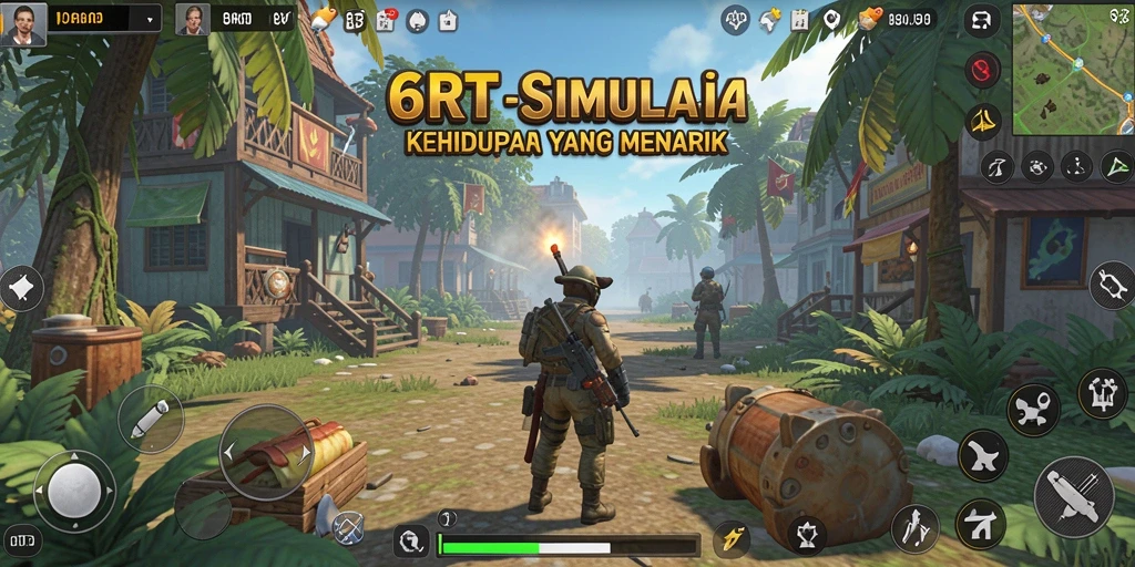 Screenshot gameplay 6RT menunjukkan aktivitas simulasi kehidupan yang menarik.