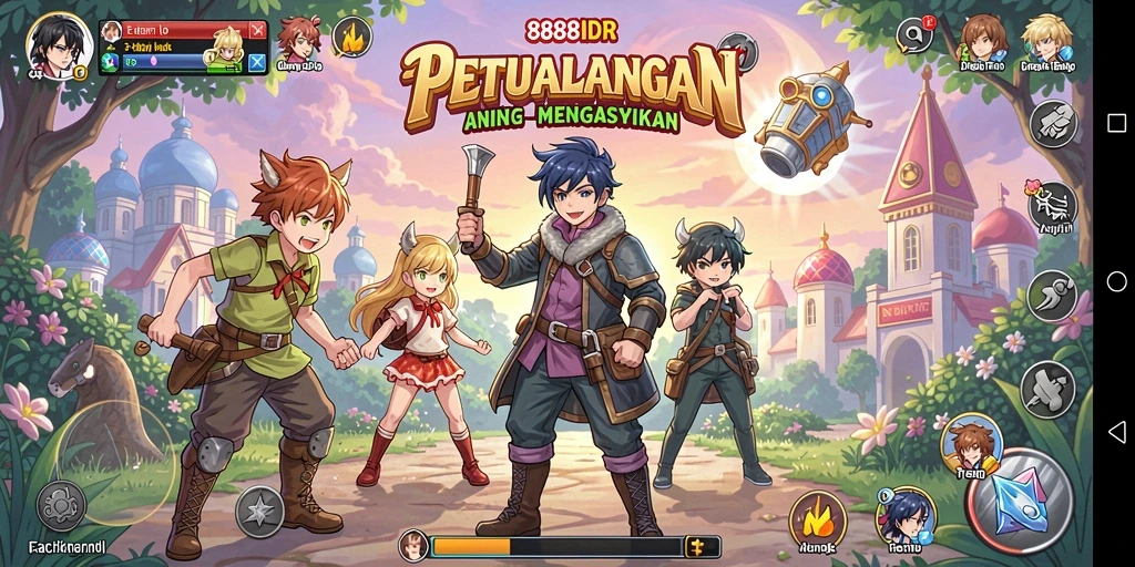 Screenshot gameplay 888IDR dengan karakter anime yang menawan.