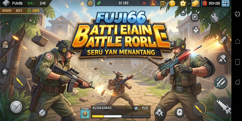 Tampilan gameplay yang mendebarkan dalam FUJI66 saat bertempur di pulau.