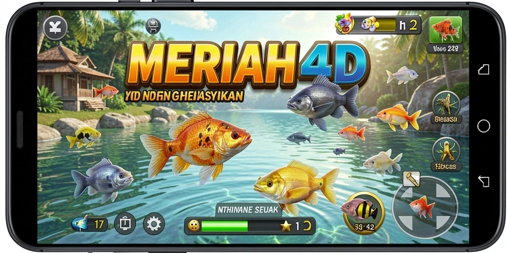 Tampilan gameplay MERIAH4D dengan suasana memancing yang menenangkan.