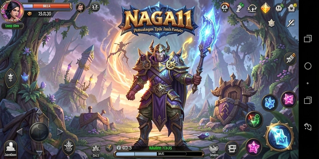 Tampilan gameplay <strong>NAGA11</strong> yang menggambarkan petualangan seru dan monster menakutkan.