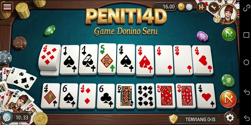 Screenshot PENITI4D menunjukkan aksi seru permainan Domino.