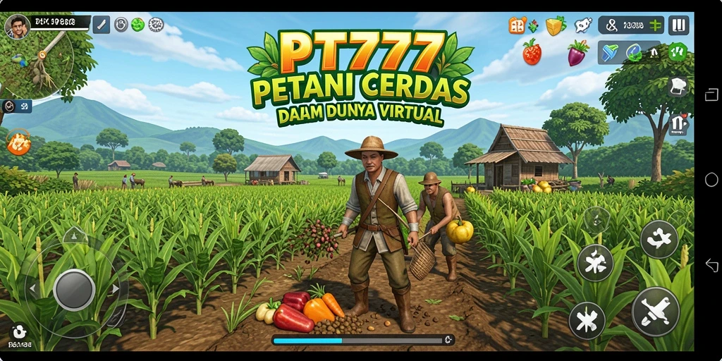 Screenshot gameplay PT777 menampilkan aktivitas bertani yang seru.