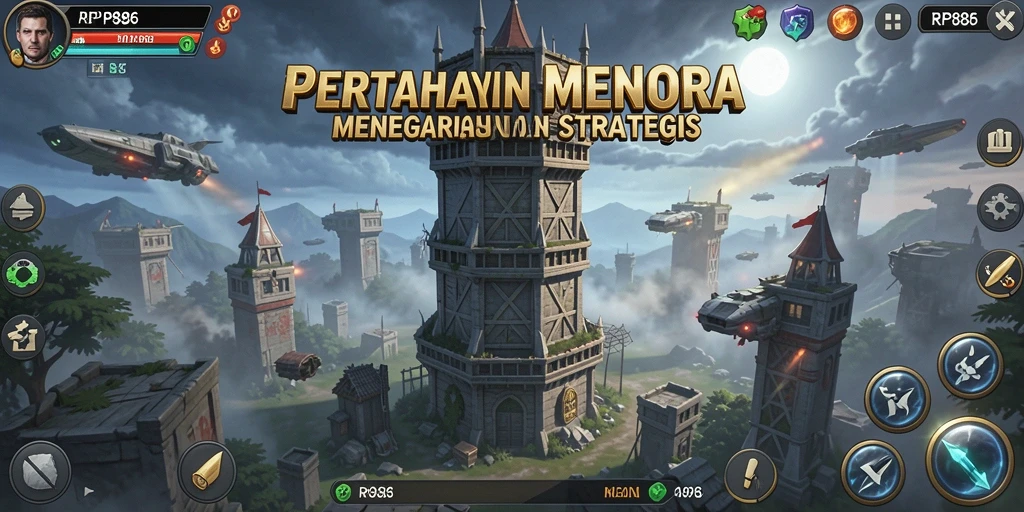 Tampilan gameplay menegangkan Tower Defense di RP886.