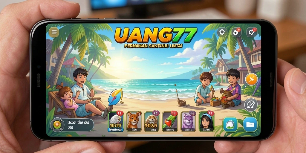 Screenshot utama UANG77 menampilkan gameplay yang seru dan interaktif.