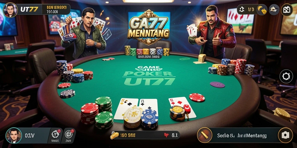 Tampilan gameplay seru di UT77 yang menghadirkan Poker menantang.