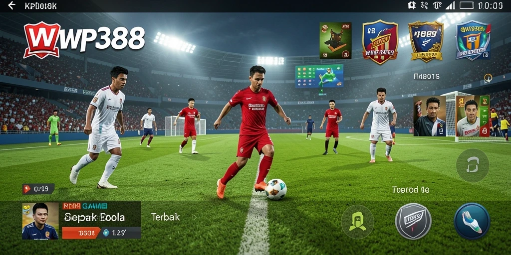 Gameplay WP888 menampilkan aksi sepak bola yang penuh semangat.
