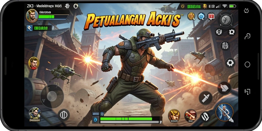 Screenshot ZK3 menampilkan pertarungan seru dalam game Action.
